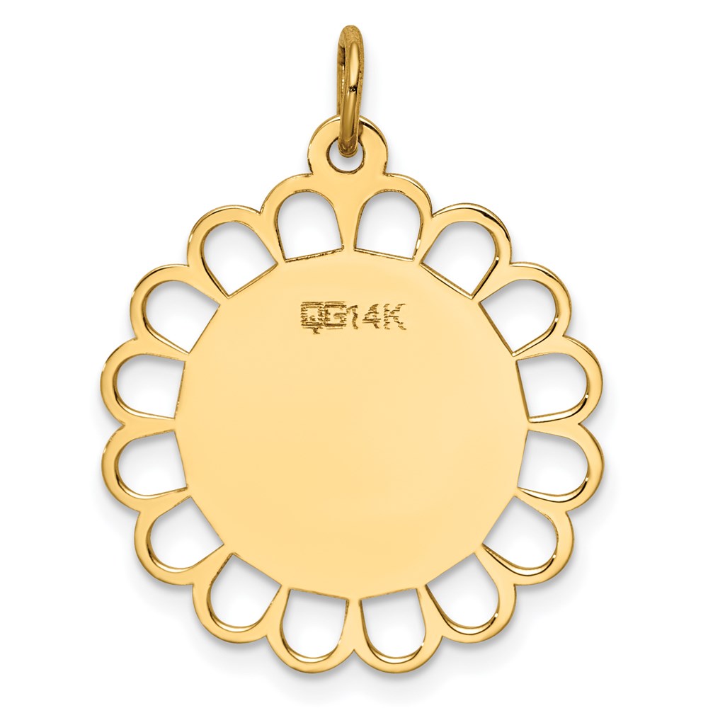 14k Plain .011 Gauge Engravable Flower Disc Charm