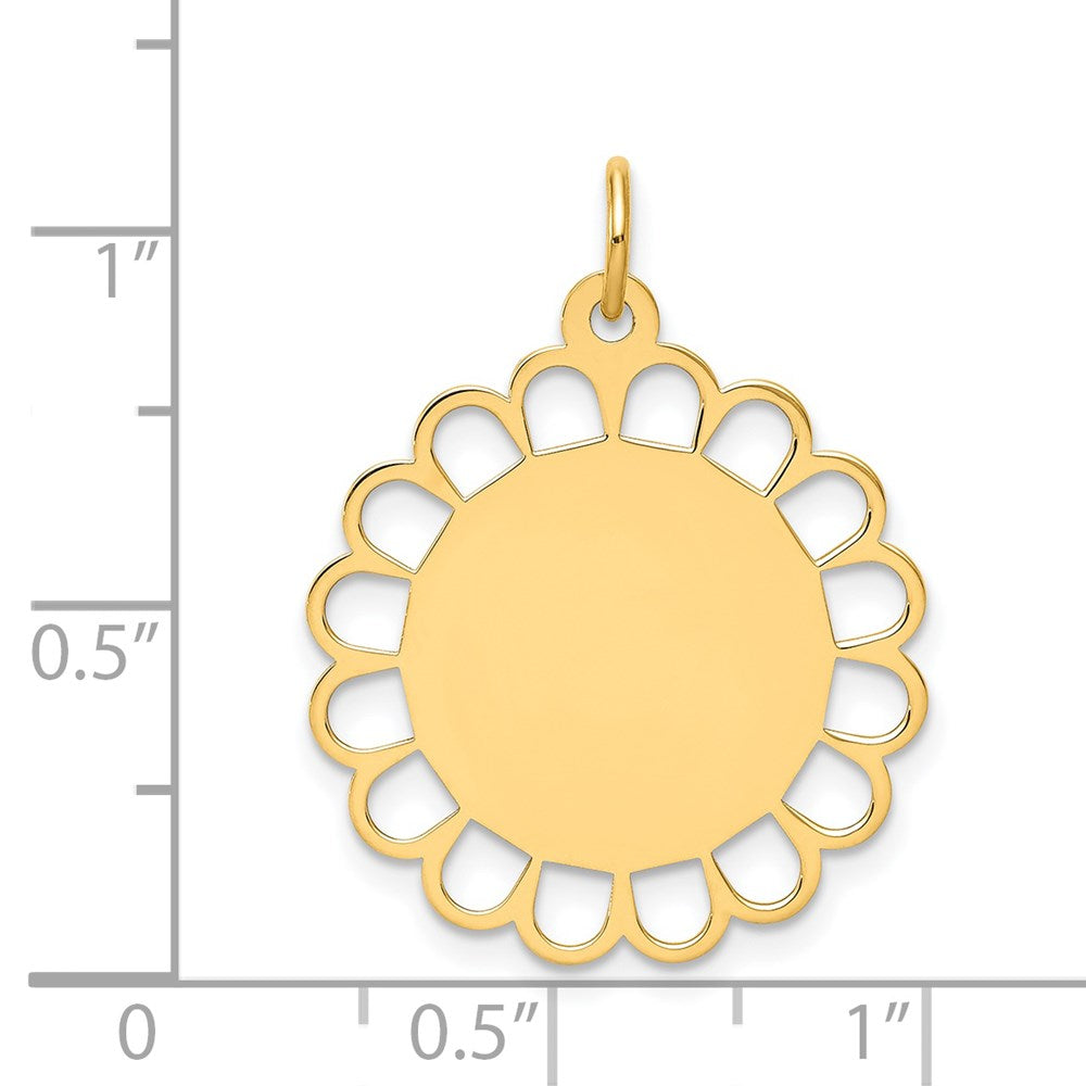 14k Plain .011 Gauge Engravable Flower Disc Charm