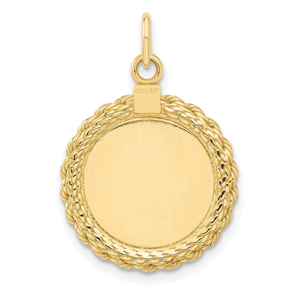 14k Plain .013 Gauge Circular Engravable Disc with Rope Charm