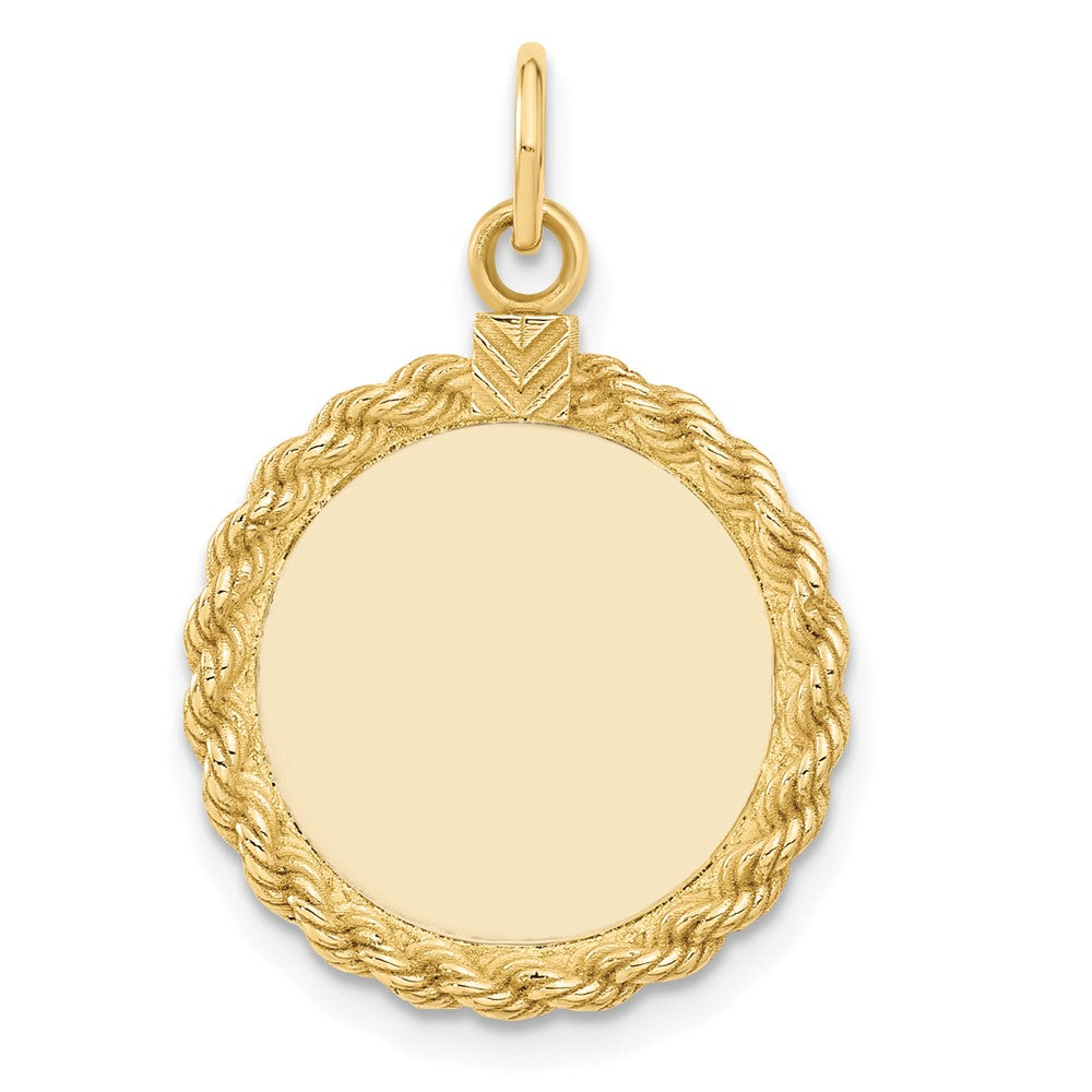 14k Plain .013 Gauge Circular Engravable Disc with Rope Charm