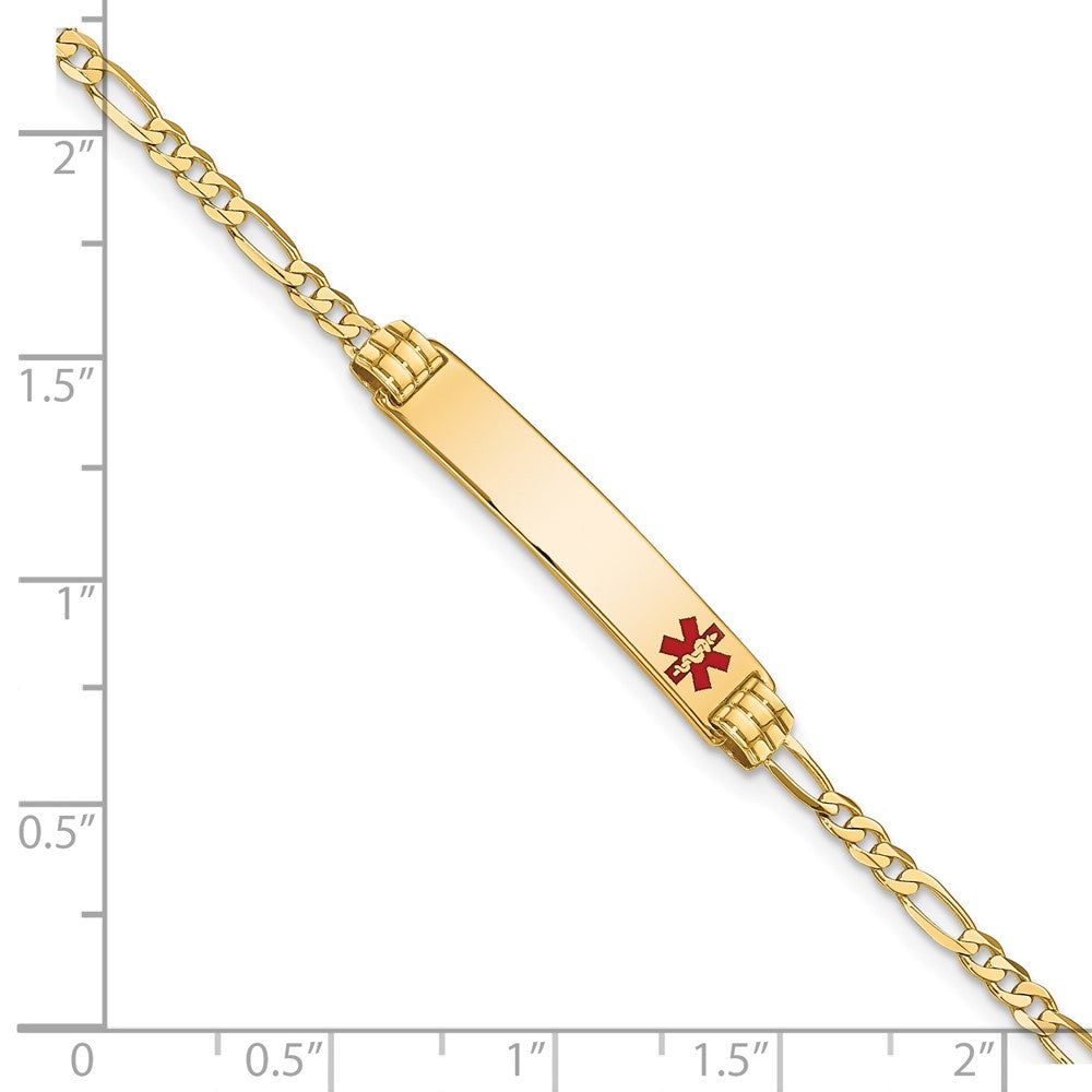 14K Medical Red Enamel Figaro ID Bracelet