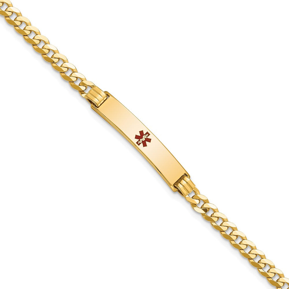 14K Medical Red Enamel Curb Link ID Bracelet