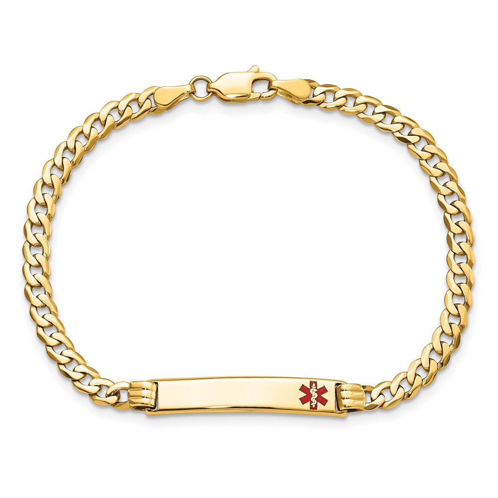 14K Medical Red Enamel Curb Link ID Bracelet