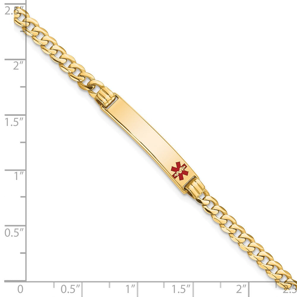 14K Medical Red Enamel Curb Link ID Bracelet