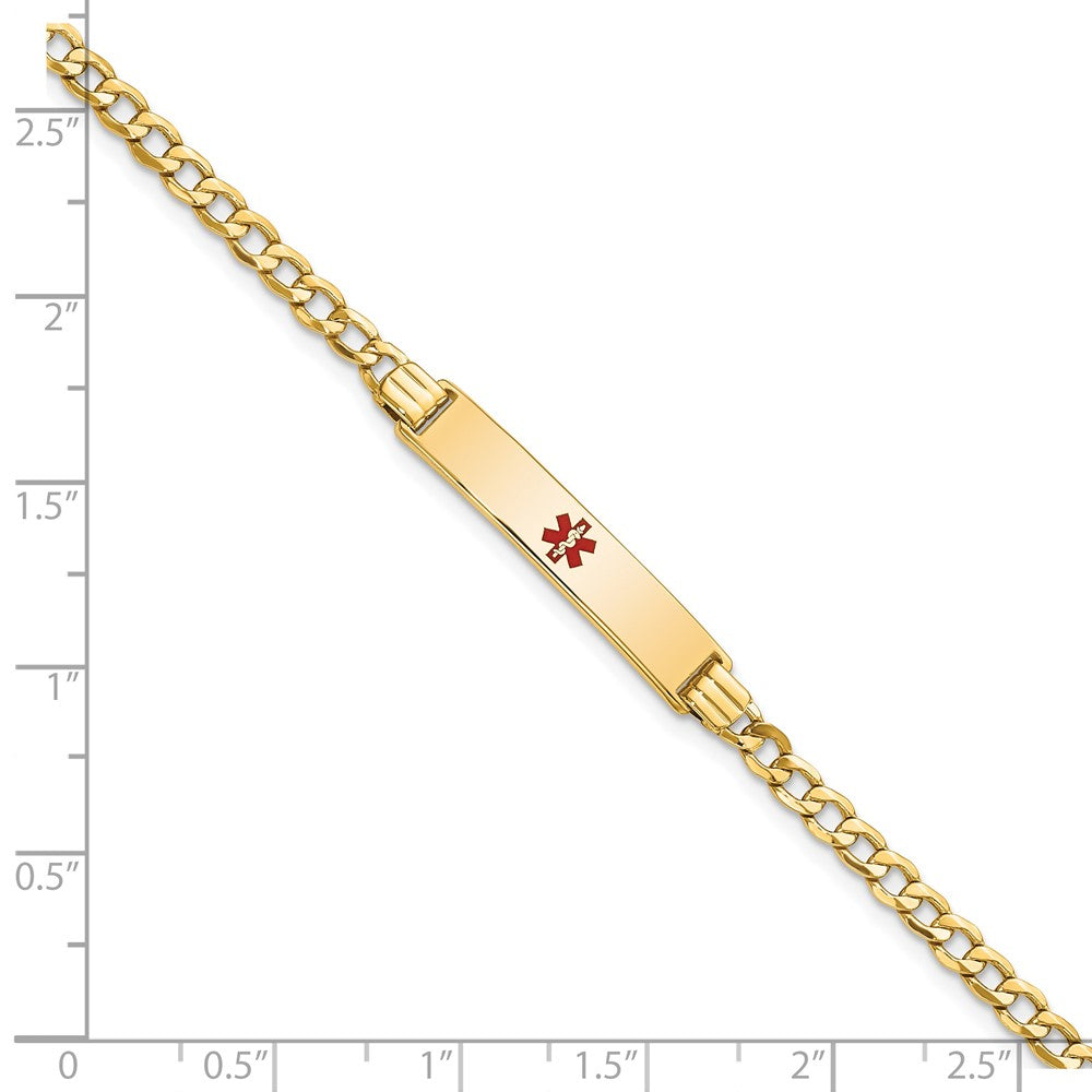 14K Semi-solid Medical Polished Red Enamel Cuban ID Bracelet