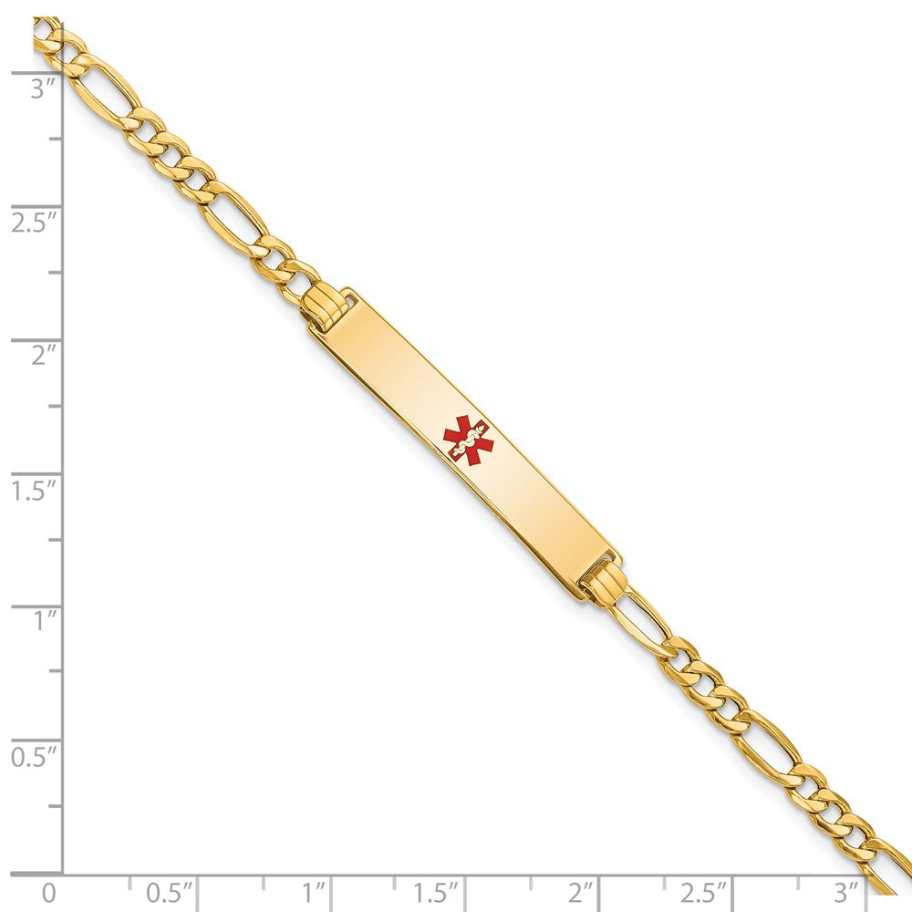 14K Semi-Solid Medical Polished Red Enamel Figaro ID Bracelet