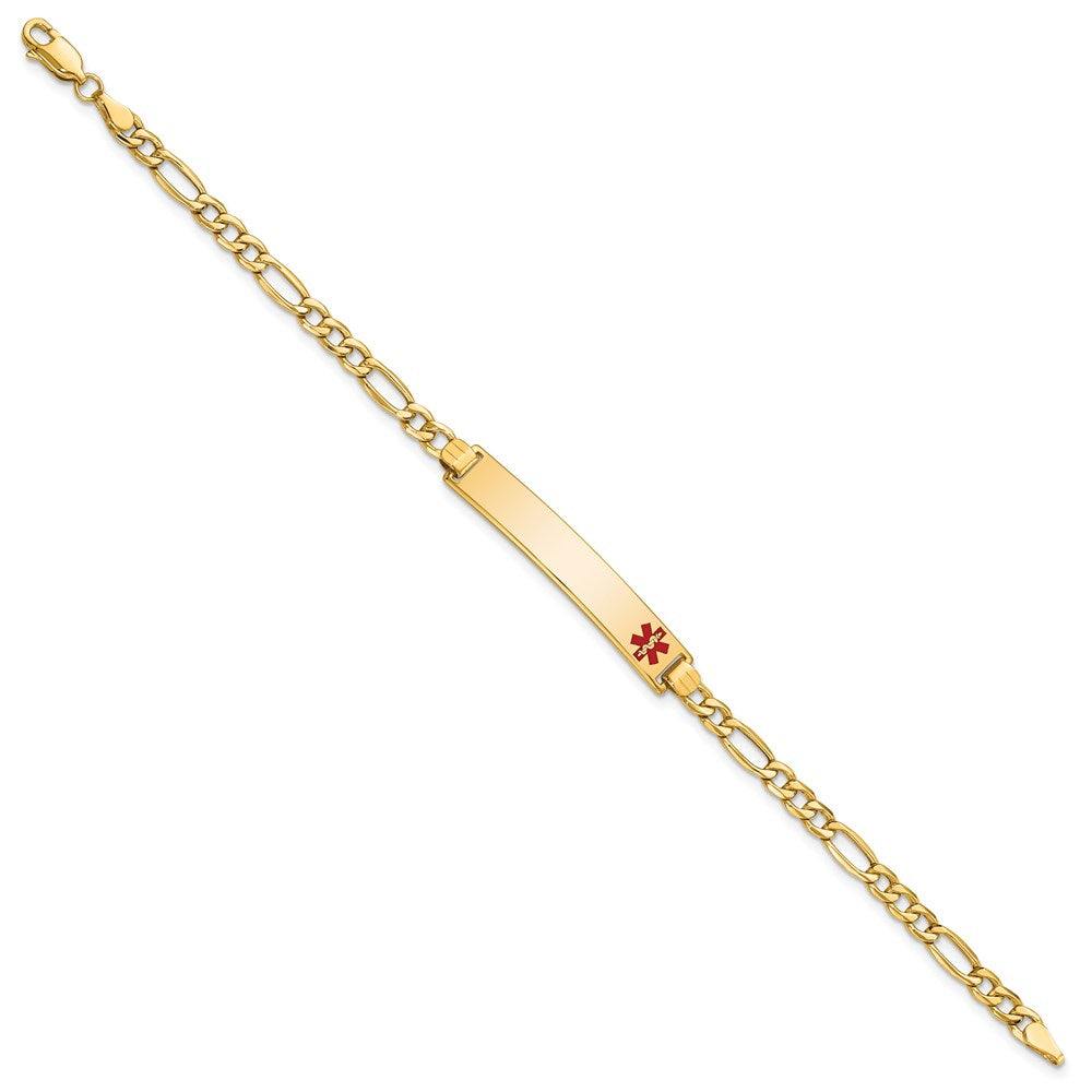 14K Semi-Solid Medical Polished Red Enamel Figaro ID Bracelet