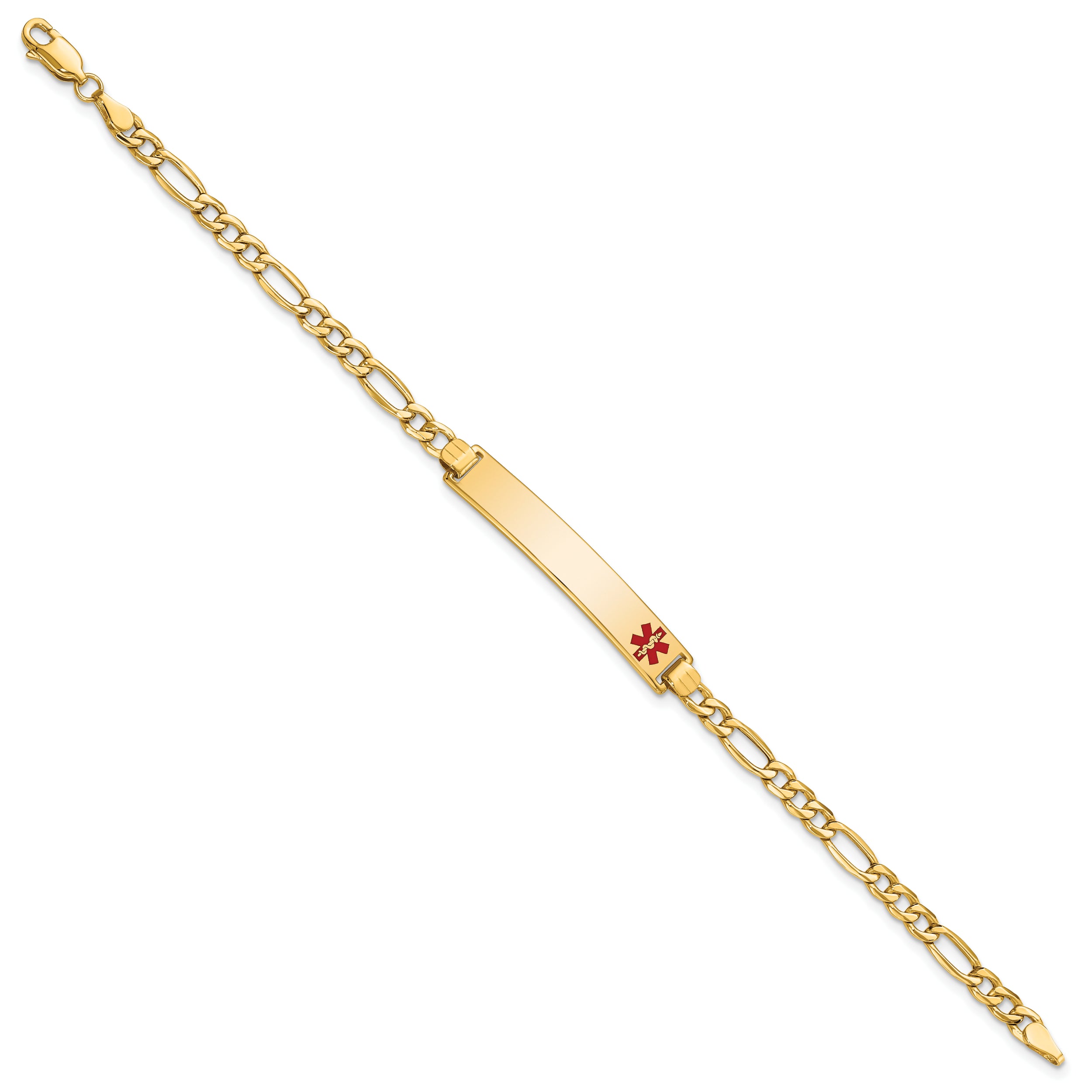 14K Semi-solid Medical Red Enamel Figaro ID Bracelet