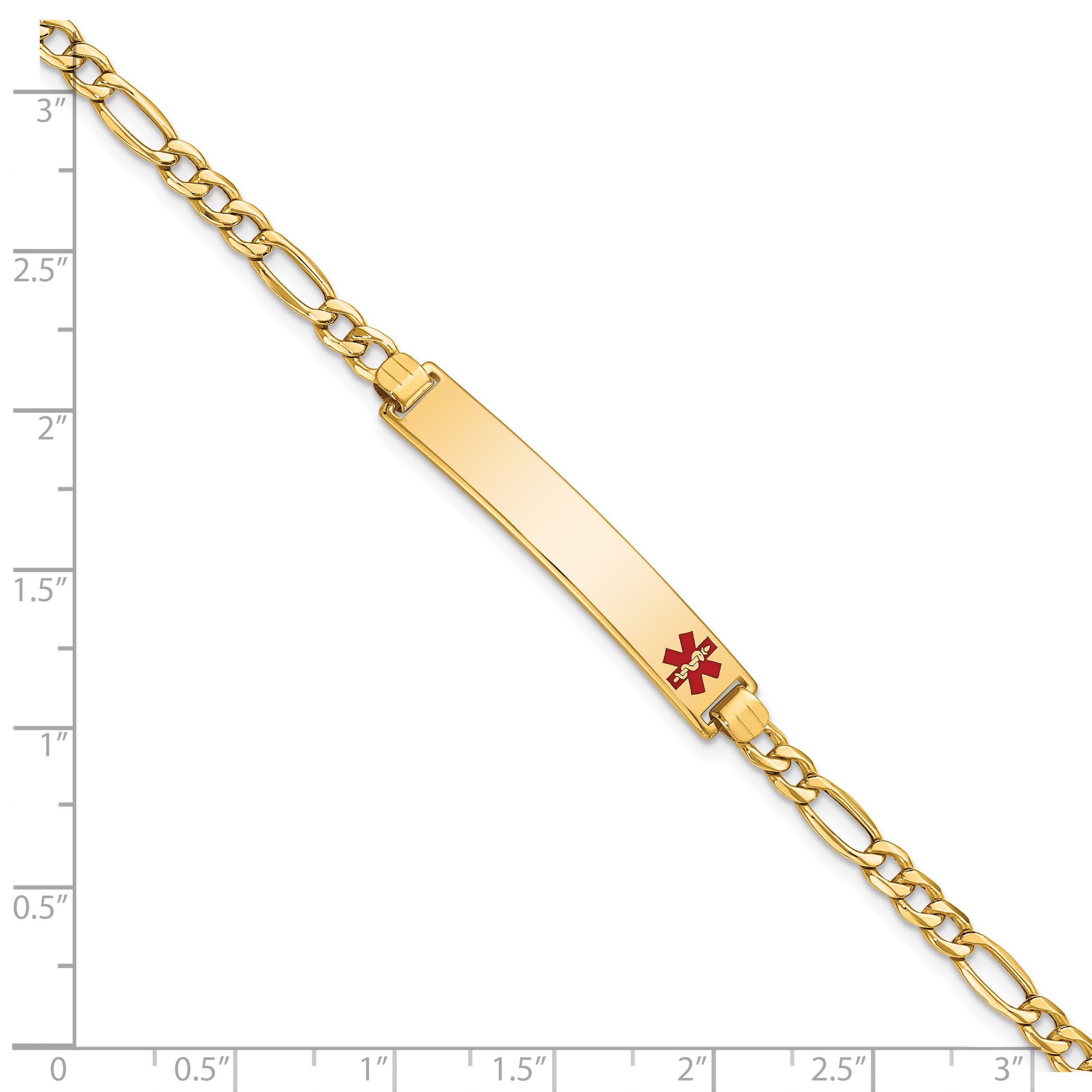 14K Semi-solid Medical Red Enamel Figaro ID Bracelet