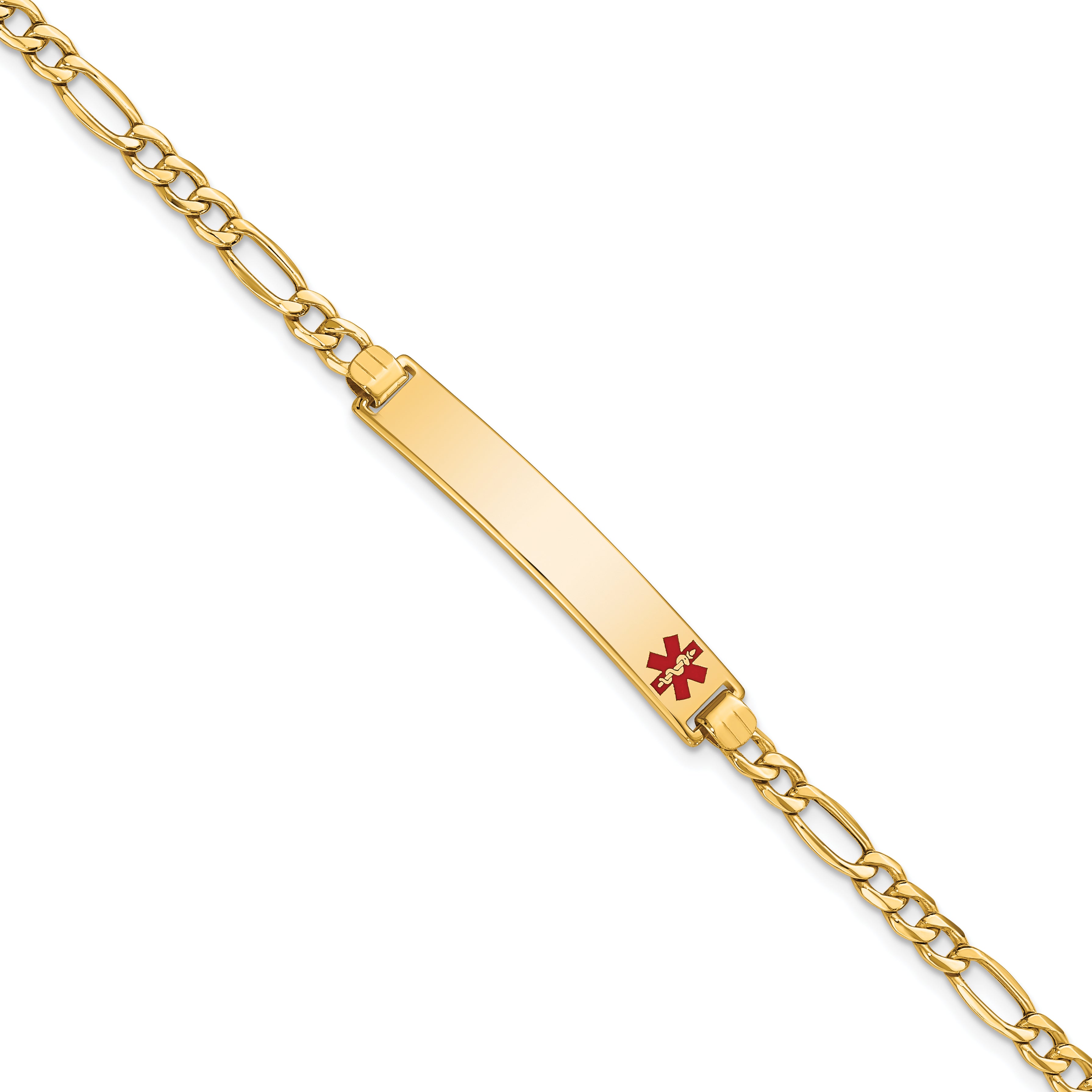 14K Semi-solid Medical Red Enamel Figaro ID Bracelet