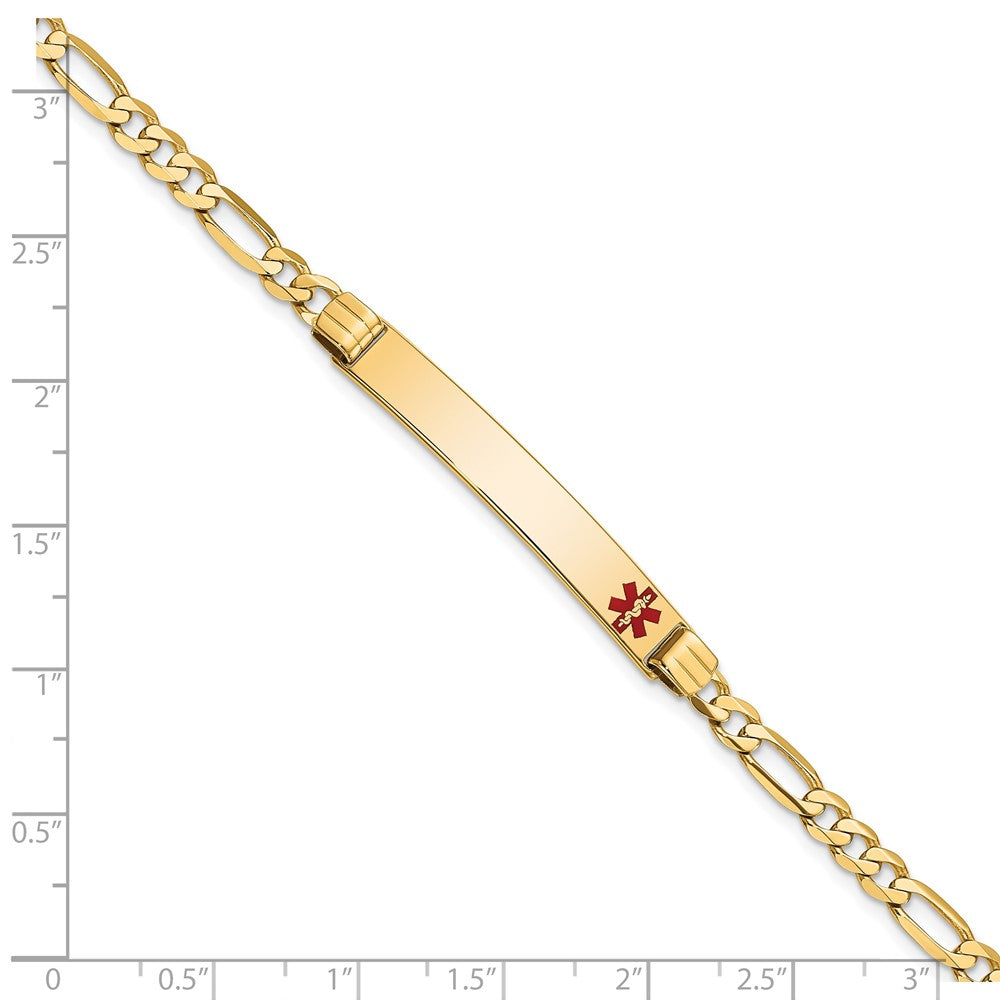 14K Medical Red Enamel Figaro ID Bracelet