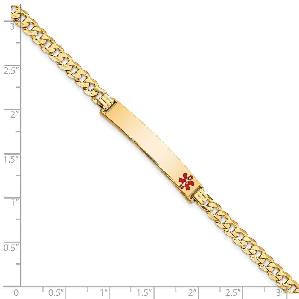 14K Medical Red Enamel Curb Link ID Bracelet