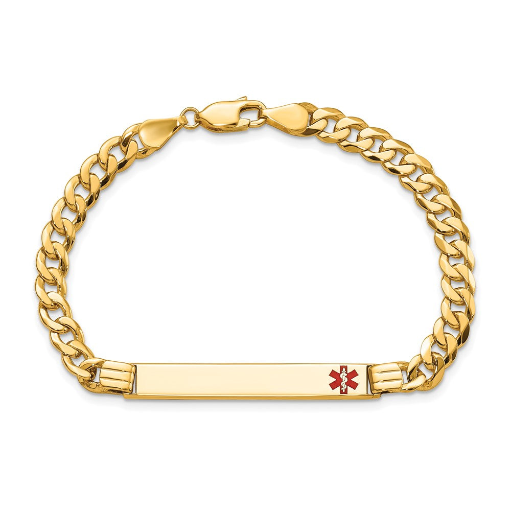 14K Medical Red Enamel Curb Link ID Bracelet