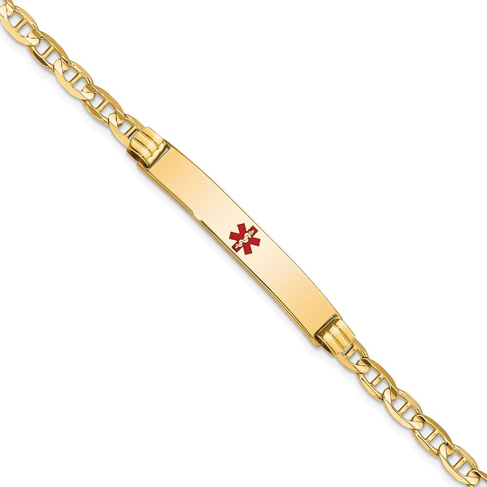 14K Medical Red Enamel Anchor Link ID Bracelet