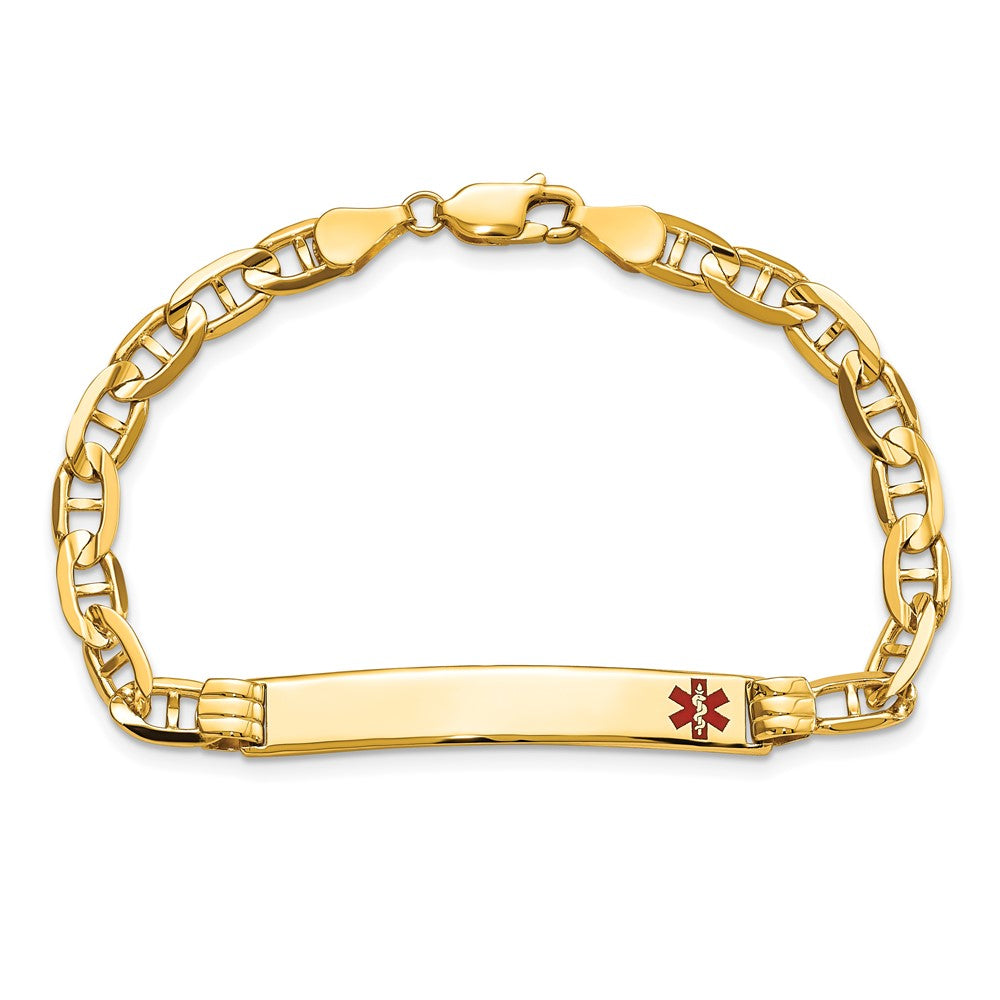 14K Medical Red Enamel Anchor ID Bracelet