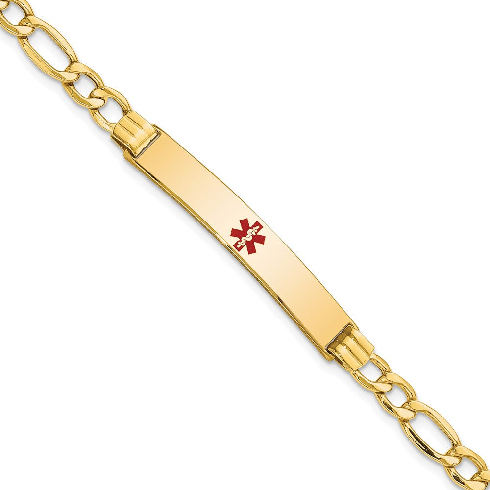 14K Semi-Solid Medical Polished Red Enamel Figaro ID Bracelet