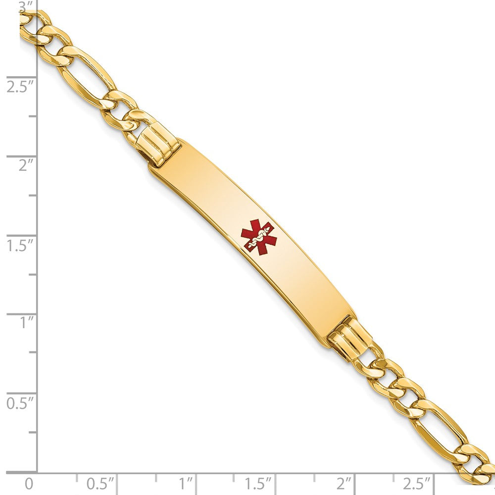 14K Semi-Solid Medical Red Enamel Figaro Link ID Bracelet