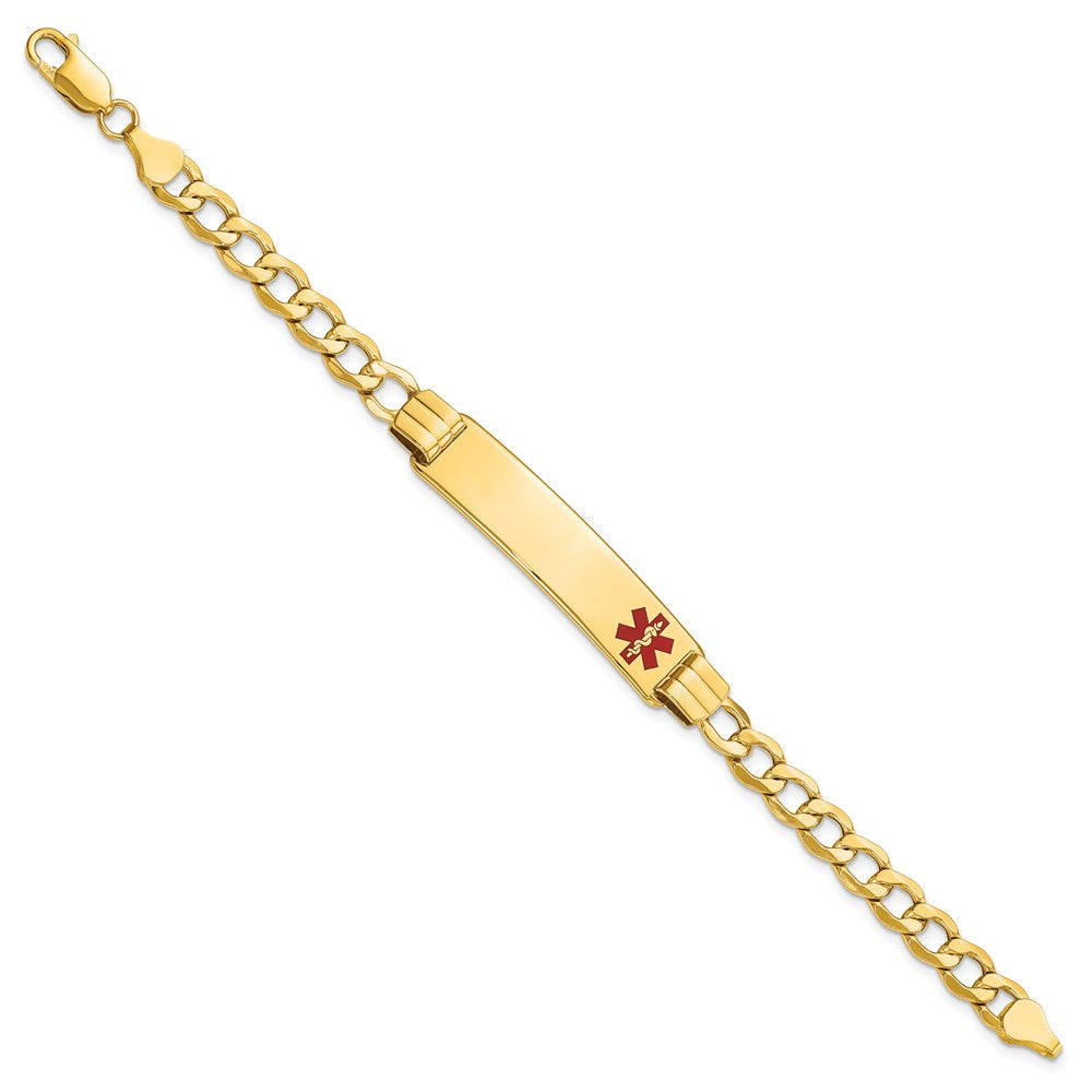 14K Semi-solid Medical Red Enamel Curb Link ID Bracelet