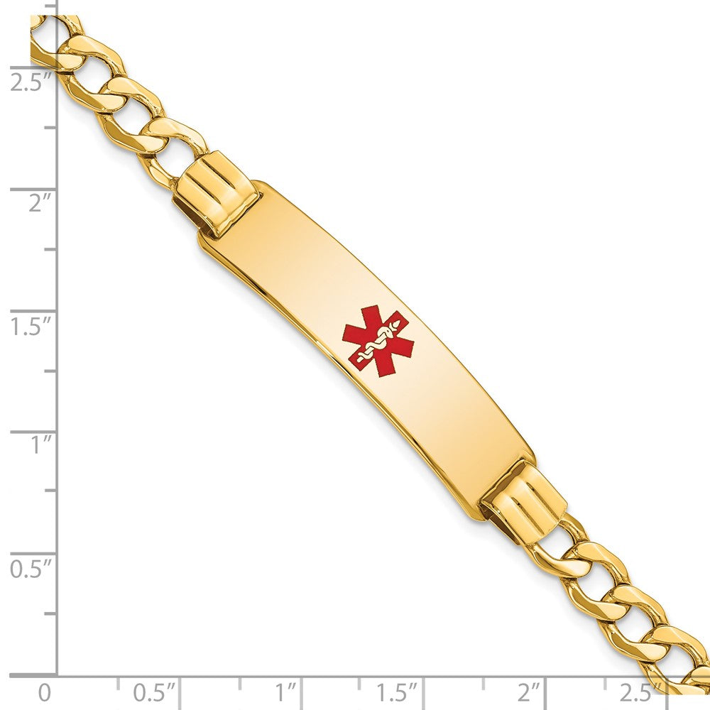 14K Semi-solid Medical Red Enamel Curb Link ID Bracelet