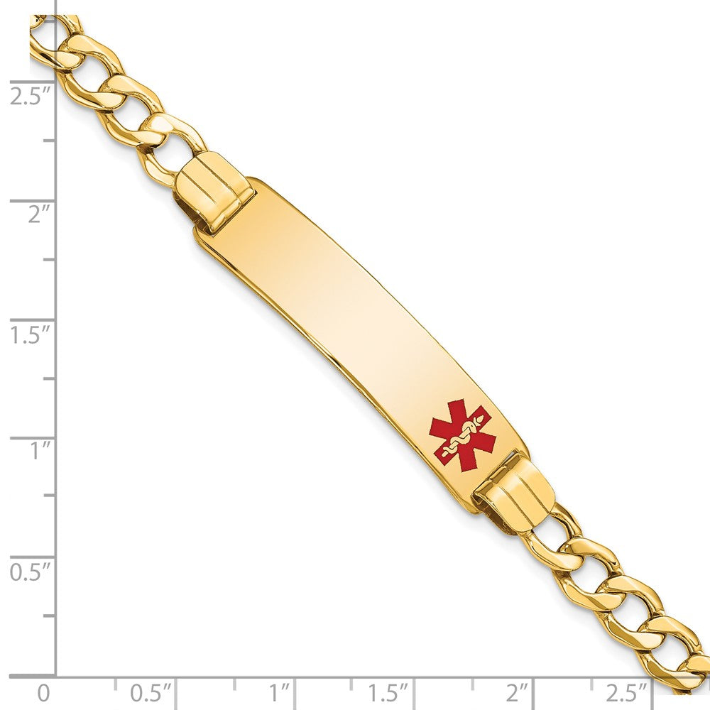 14K Semi-solid Medical Red Enamel Curb Link ID Bracelet