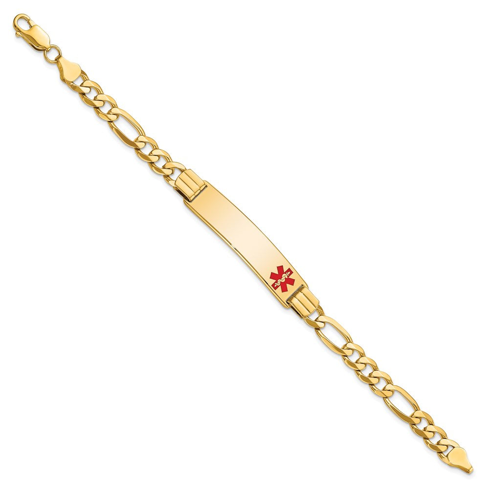 14K Medical Red Enamel Flat Figaro Link ID Bracelet