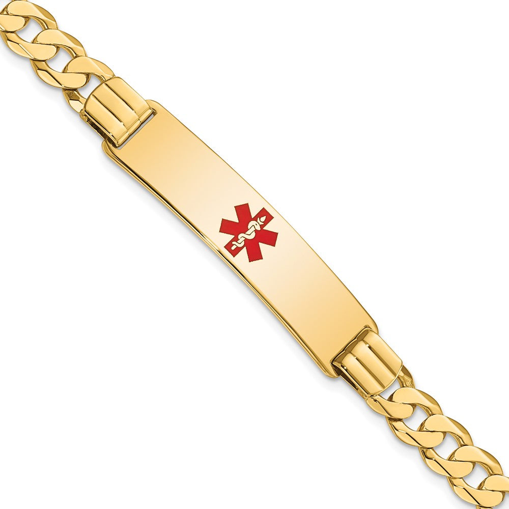 14K Medical Red Enamel Curb Link ID Bracelet