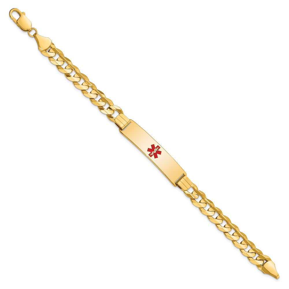 14K Medical Red Enamel Curb ID Bracelet