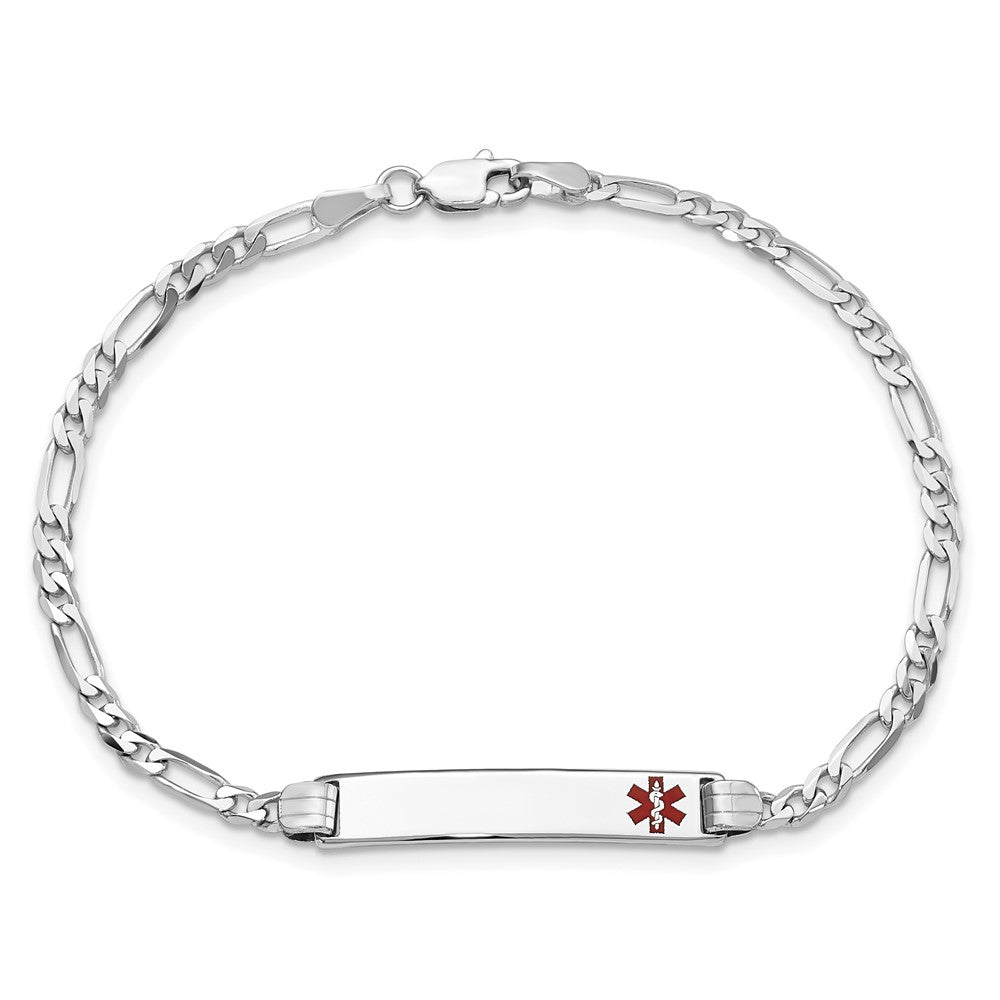 14K WG Medical Red Enamel Figaro Link ID Bracelet