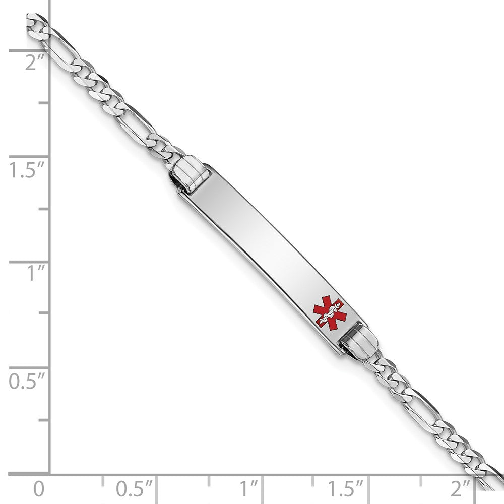 14K WG Medical Red Enamel Figaro Link ID Bracelet