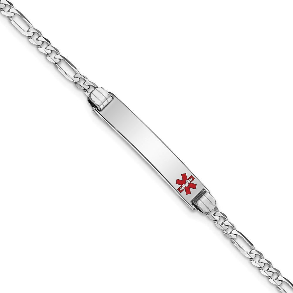 14K WG Medical Red Enamel Figaro Link ID Bracelet