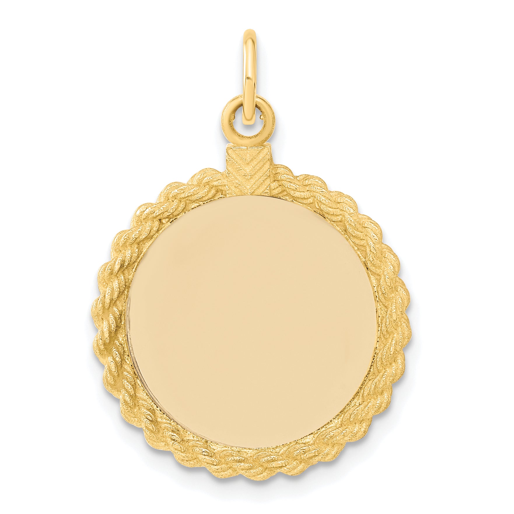 14k Plain .013 Gauge Circular Engravable Disc with Rope Charm XM615/13