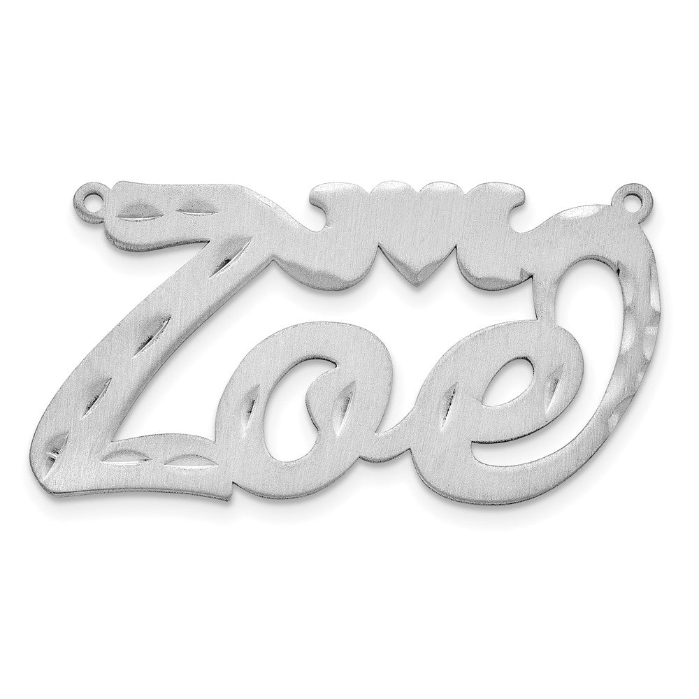 SS/Rhodium-plated Satin Diamond-cut Heart Name Plate