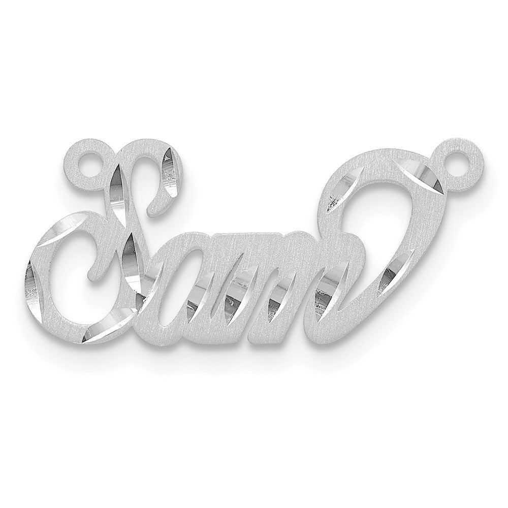 Sterling Silver/Rhodium-plated Satin Diamond-cut Name Plate