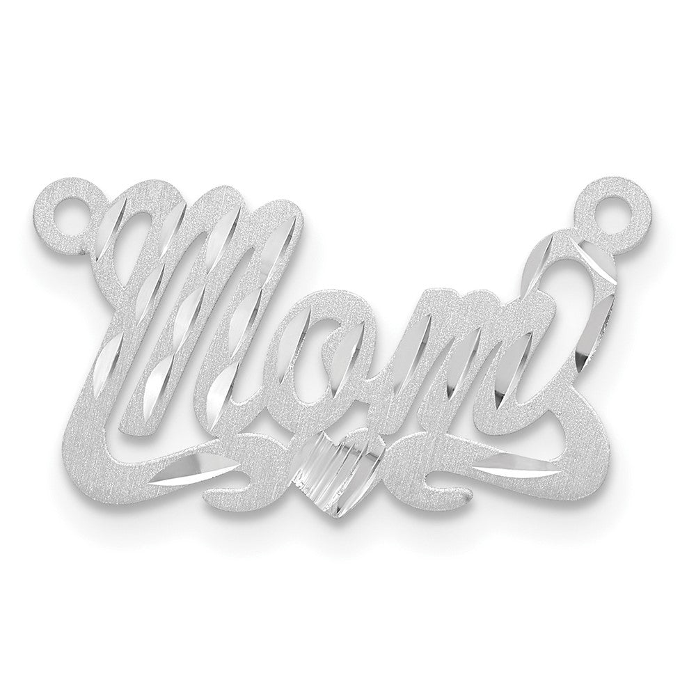 Sterling Silver/Rhodium-plated Satin Diamond-cut Heart Name Plate