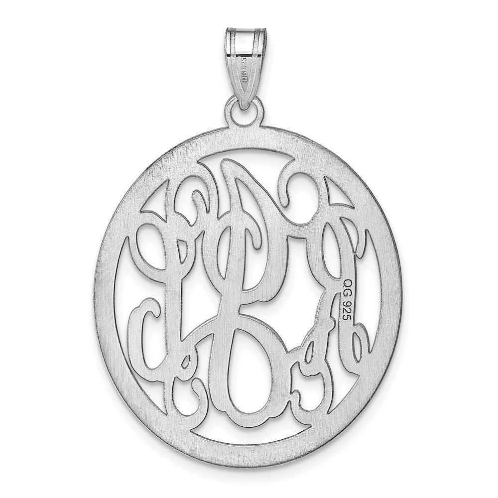 Sterling Silver/Rhodium-plated Round Monogram Pendant