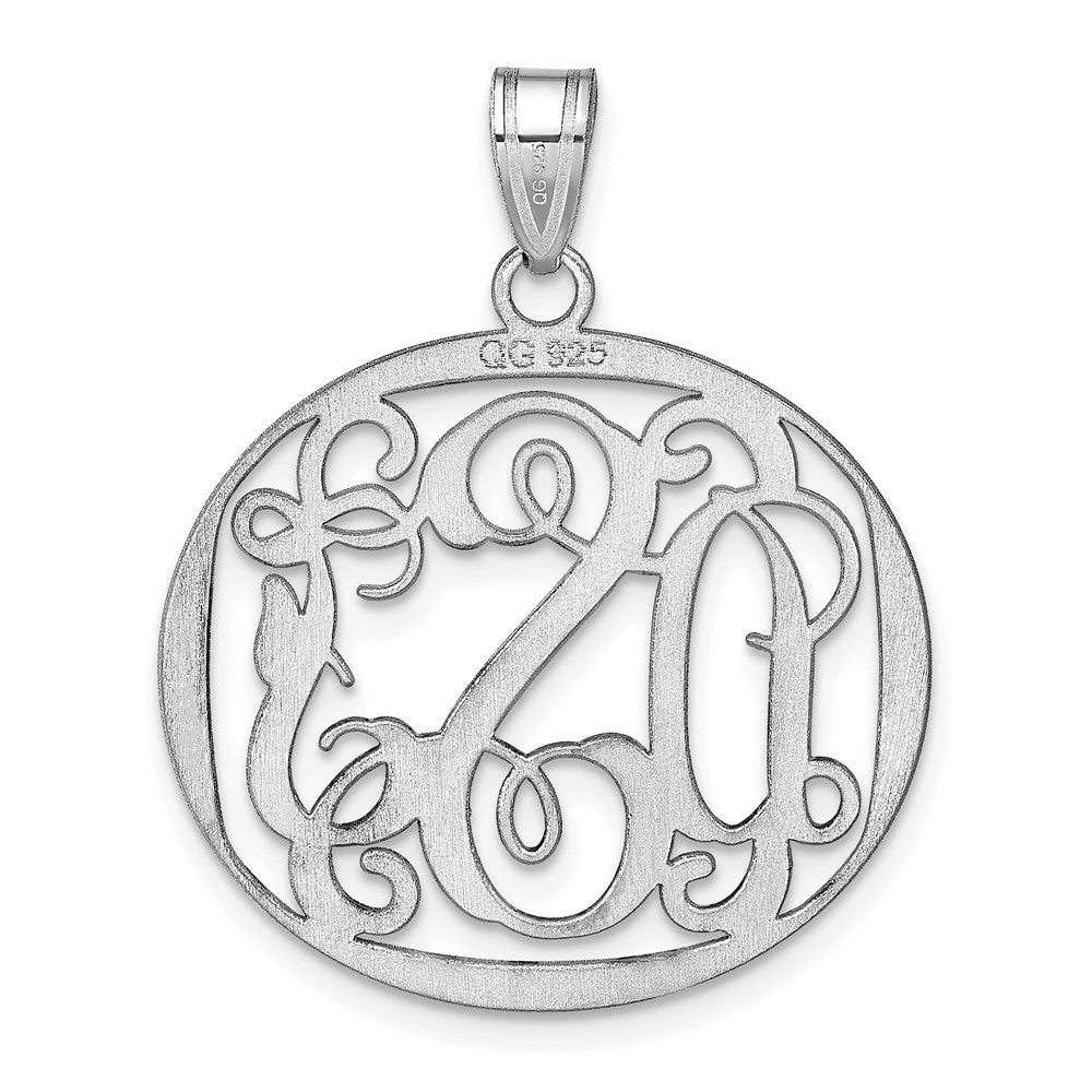 Sterling Silver/Rhodium-plated Round Monogram Pendant