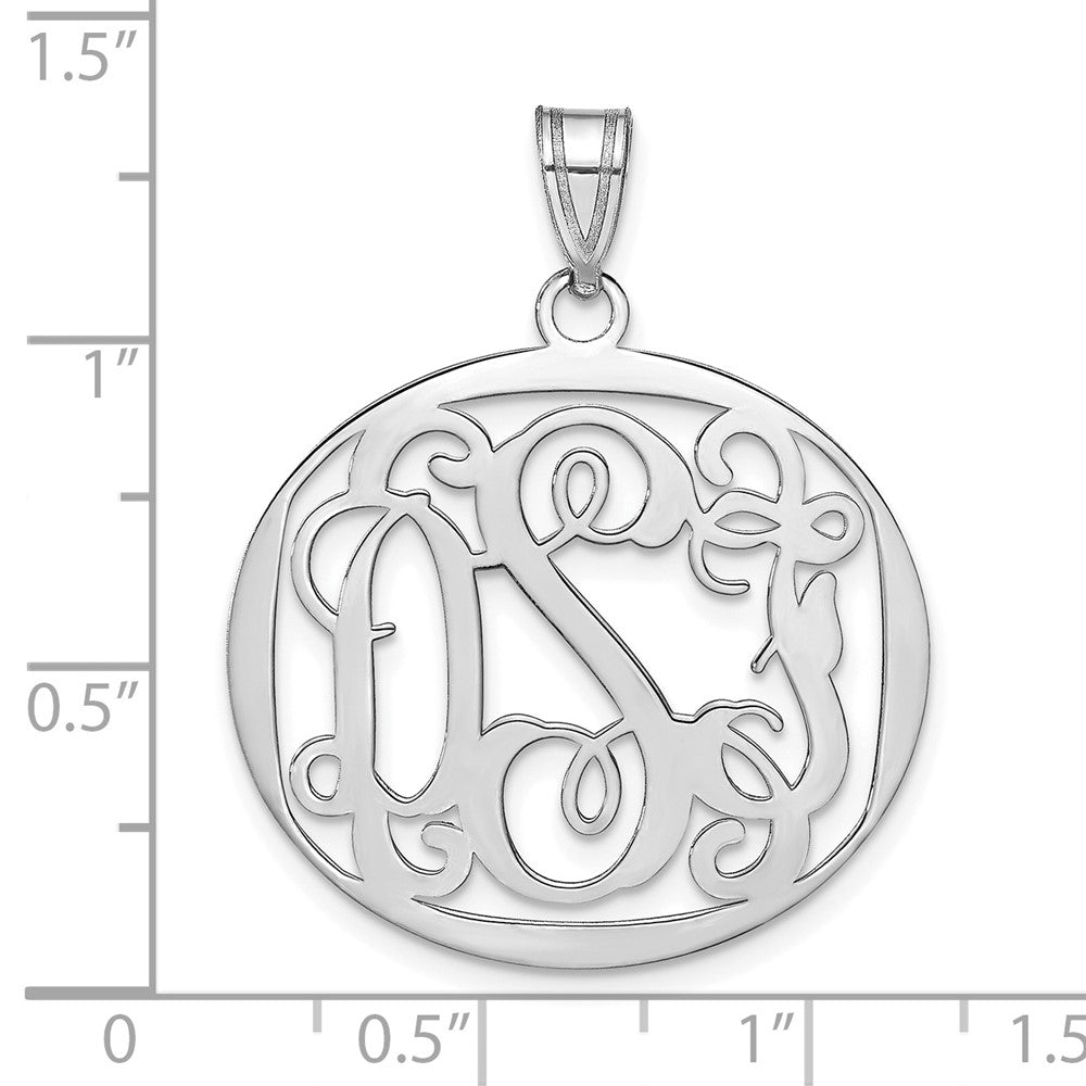 Sterling Silver/Rhodium-plated Round Monogram Pendant