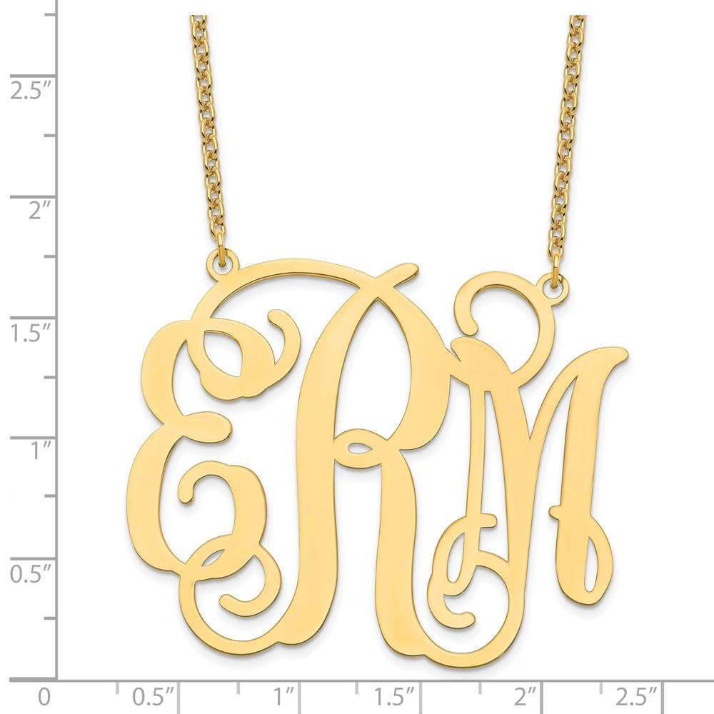 Sterling Silver/Gold-plated Polished Cut Out Monogram Necklace