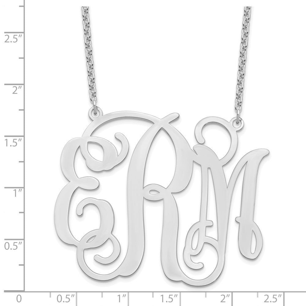 Sterling Silver/Rhod-pltd Extra Large Polished Cut Out Monogram Necklace