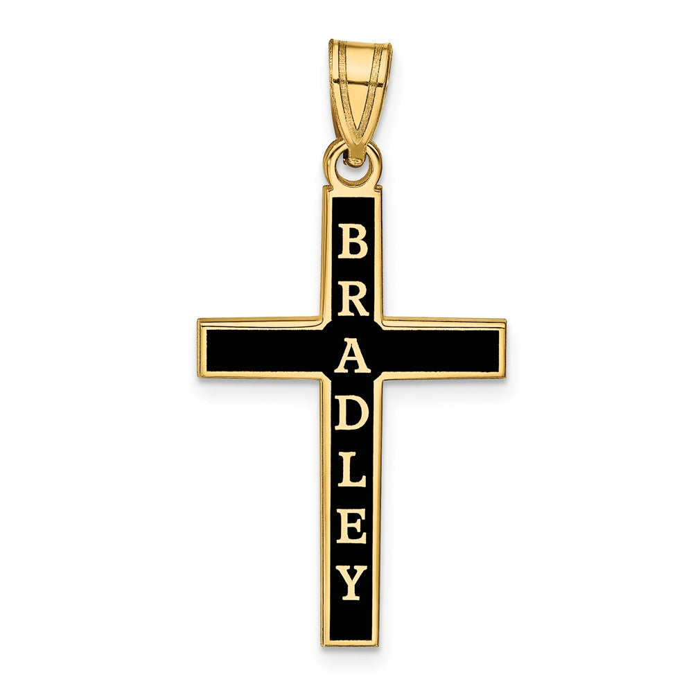 Sterling Silver/Gold-plated Epoxy Cross with Name Pendant