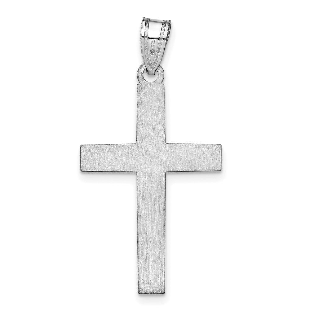 Sterling Silver/Rhodium-plated Epoxy Cross with Name Pendant