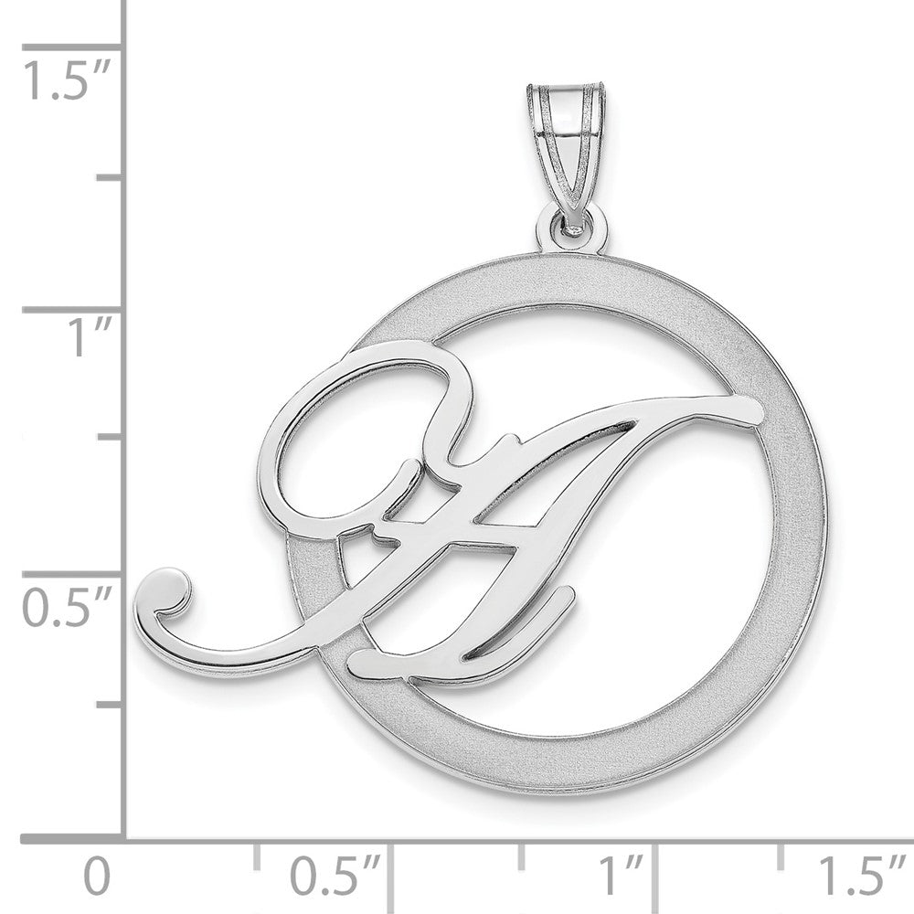 Sterling Silver/Rhodium-plated Etched Initial in a Circle Pendant