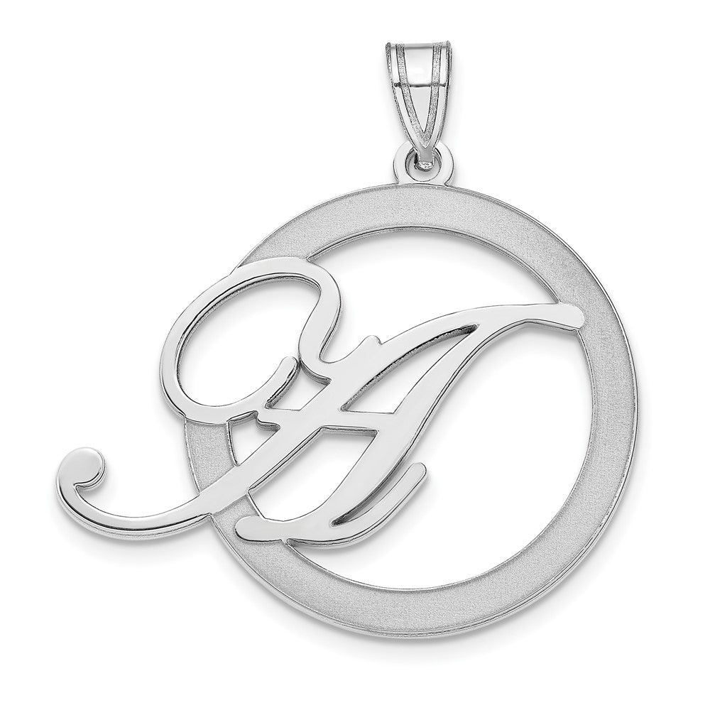 Sterling Silver/Rhodium-plated Etched Initial in a Circle Pendant