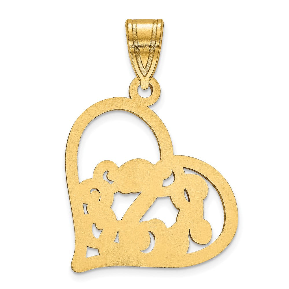 Sterling Silver/Gold-plated Etched Heart Pendant