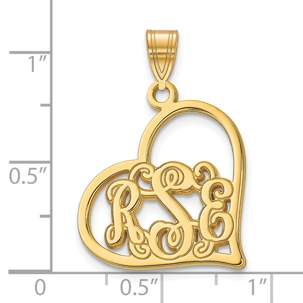 Sterling Silver/Gold-plated Etched Heart Pendant