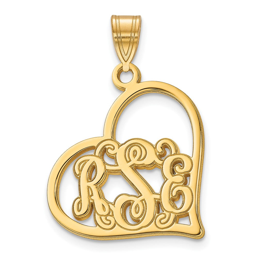 Sterling Silver/Gold-plated Etched Heart Pendant