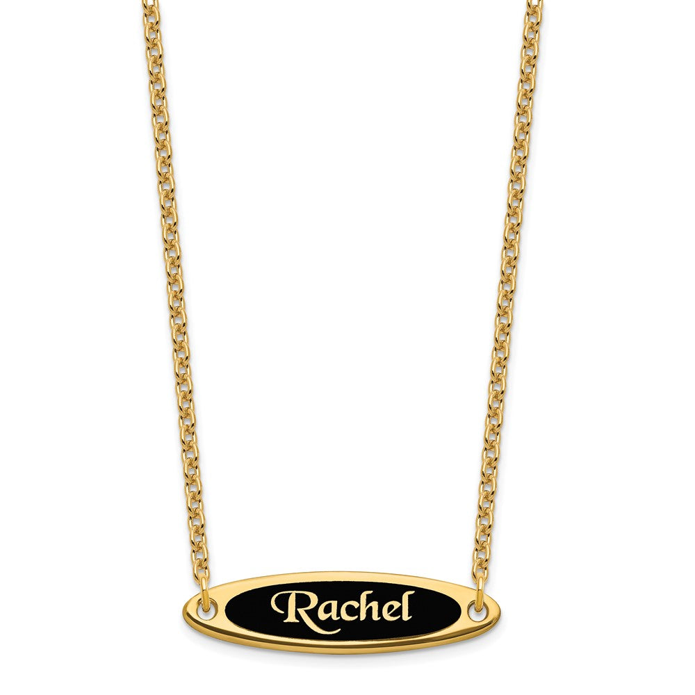 Sterling Silver/Gold-plated Enameled Name Plate Necklace