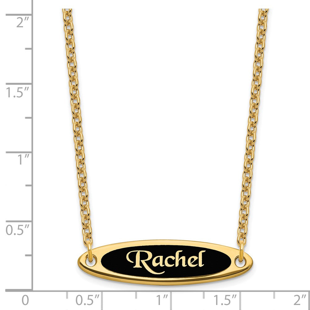 Sterling Silver/Gold-plated Enameled Name Plate Necklace