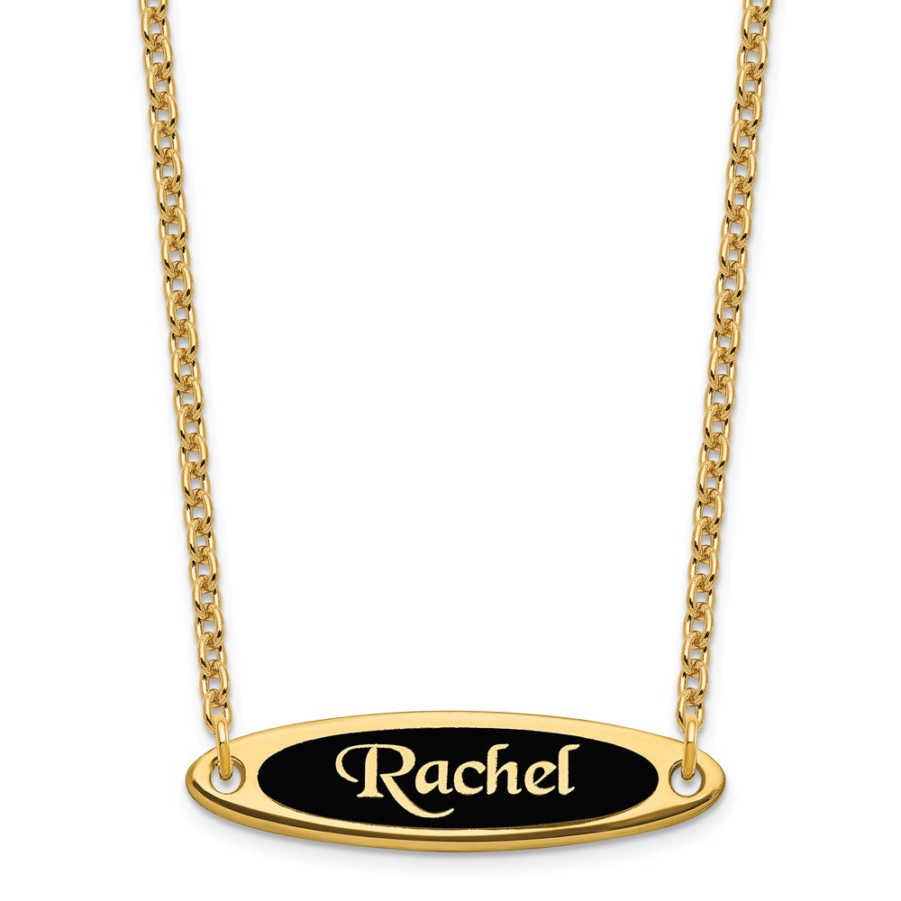 Sterling Silver/Gold-plated Enameled Name Plate Necklace