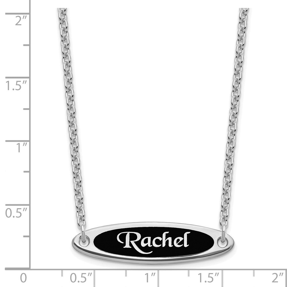 Sterling Silver/Rhodium-plated Enameled Name Plate Necklace